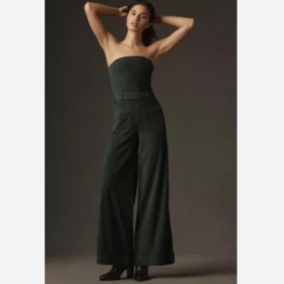 Brand New PILCRO STRAPLESS POLISHED WIDE-LEG DENIM JUMPSUIT - Picture 12 of 13